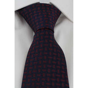 Michelsons of London Dotted Lattice Silk Tie - Red/Navy