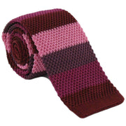 Michelsons of London Striped Skinny Silk Knitted Tie - Red