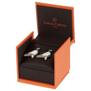 Simon Carter London Enamel Pigeon Cufflinks - Silver/Green