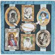 Simon Carter Victorian Dogs Pocket Square - Blue