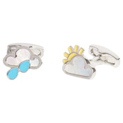 Simon Carter Weather Symbol Cufflinks - Silver/Yellow/Blue