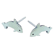 Ti2 Titanium Dolphin Stud Earrings - Light Green