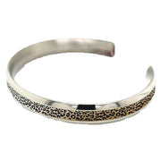 Ti2 Titanium Leopard Print Concave Bangle - Silver/Brown