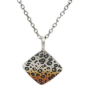 Ti2 Titanium Leopard Print Square Pendant - Silver/Brown