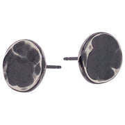 Ti2 Titanium Planished 9mm Stud Earrings - Black