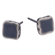 Ti2 Titanium Squashed 6mm Square Stud Earrings - Black