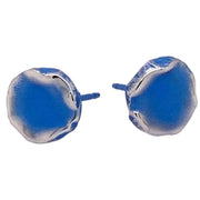 Ti2 Titanium Squashed 9mm Round Stud Earrings - Dark Blue