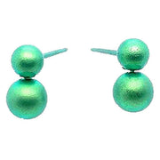 Ti2 Titanium Stacked Bead Stud Earrings - Green