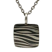 Ti2 Titanium Zebra Print Square Pendant - Silver/Black