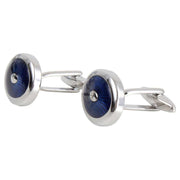 Zennor Enamel Oval Cufflinks - Blue/Silver
